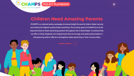 Image for CHAMPS policy playbook. Image shows several artistic sketches of children and adults together.