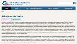 Screenshot of Motivational Interviewing on Prevention Services Clearinghouse