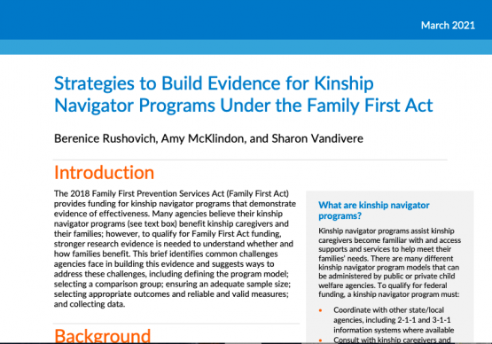 Strategies to Build Evidence for Kinship Navigator Programs Under the Family First Act