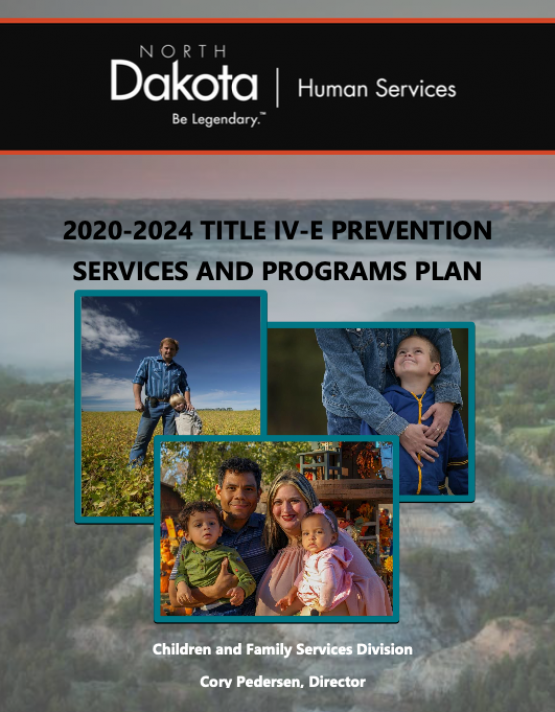 Text shows image of front cover of North Dakota's Title IV-E Prevention Program Plan